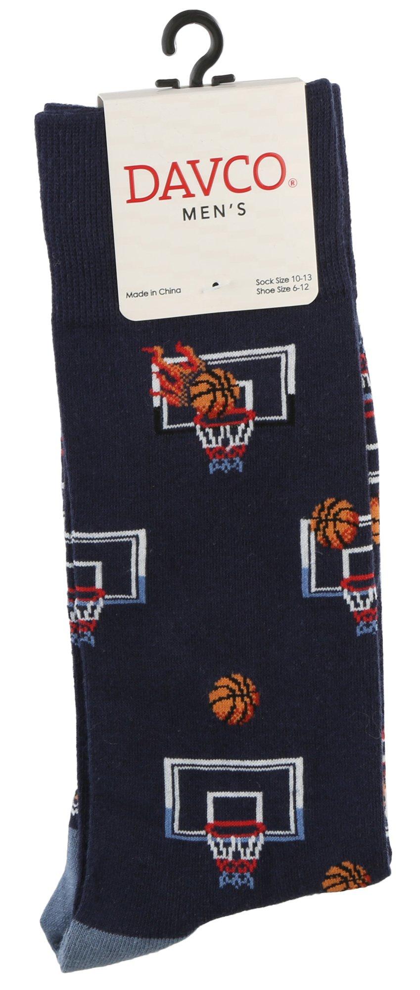 Mens Basketball Theme Mid-Calf Socks
