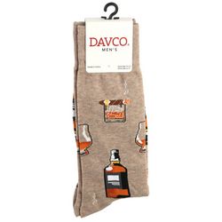 Davco Mens Drink & Cigar Theme Mid-Calf Socks