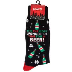 Mens Casual Print Beer Christmas Crew Socks