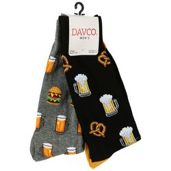 Davco Mens 2-Pr. Beer & Pretzels Mid-Calf Socks