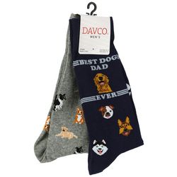 Davco Mens 2-Pr. Dog Lovers Mid-Calf Socks