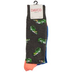 Davco Mens 2-Pr. Alligator/Shark Mid-Calf Socks