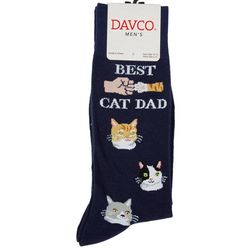 DAVCO Mens 1 Pair Best Cat Dad Casual Print Crew Socks