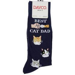 Mens 1 Pair Best Cat Dad Casual Print Crew Socks