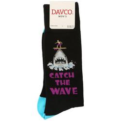 Mens Catch The Wave Shark Mid-Calf Socks
