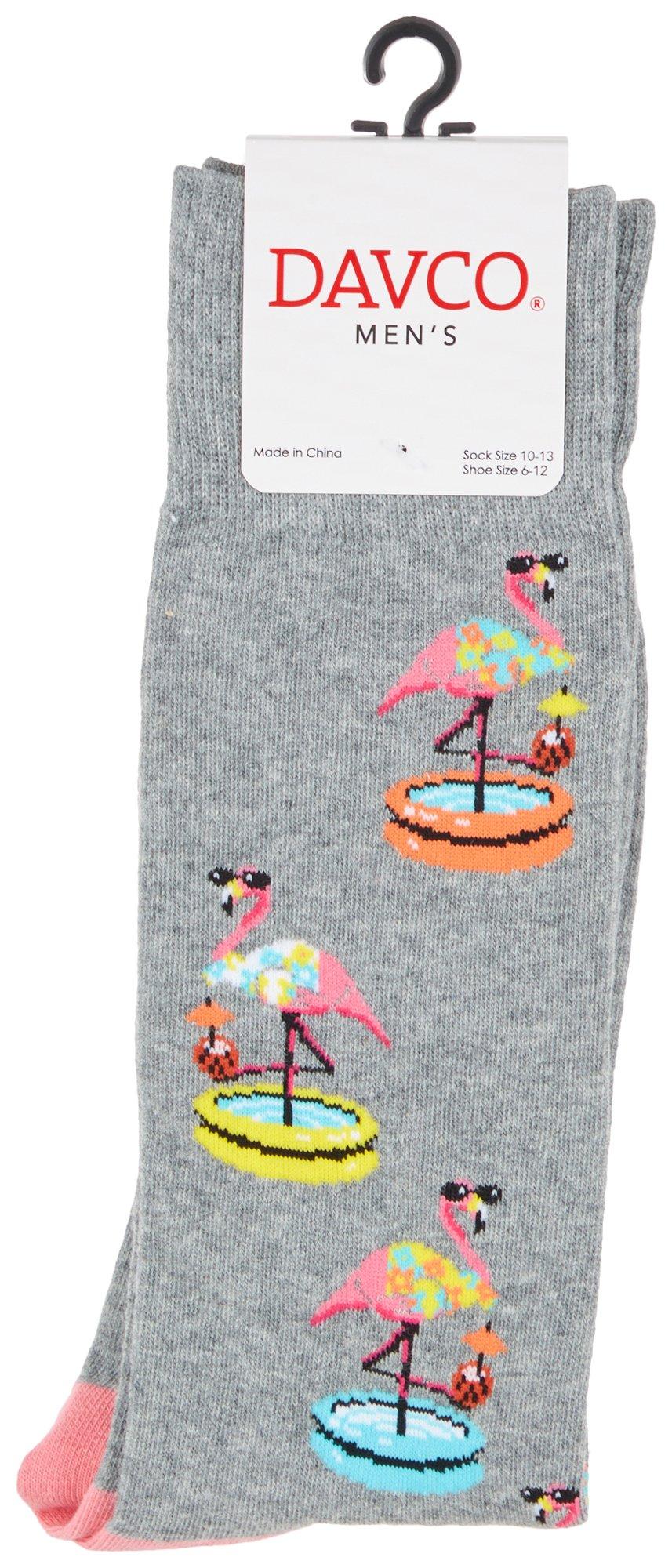 Davco Mens Tropical Flamingo Mid-Calf Socks
