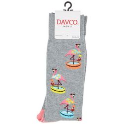 Davco Mens Tropical Flamingo Mid-Calf Socks