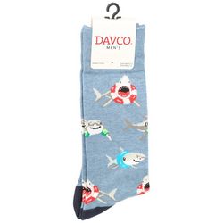Davco Mens Lifesaver Sharks Mid-Calf Socks