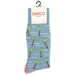 Davco Mens Palm Tree Print Mid-Calf Socks