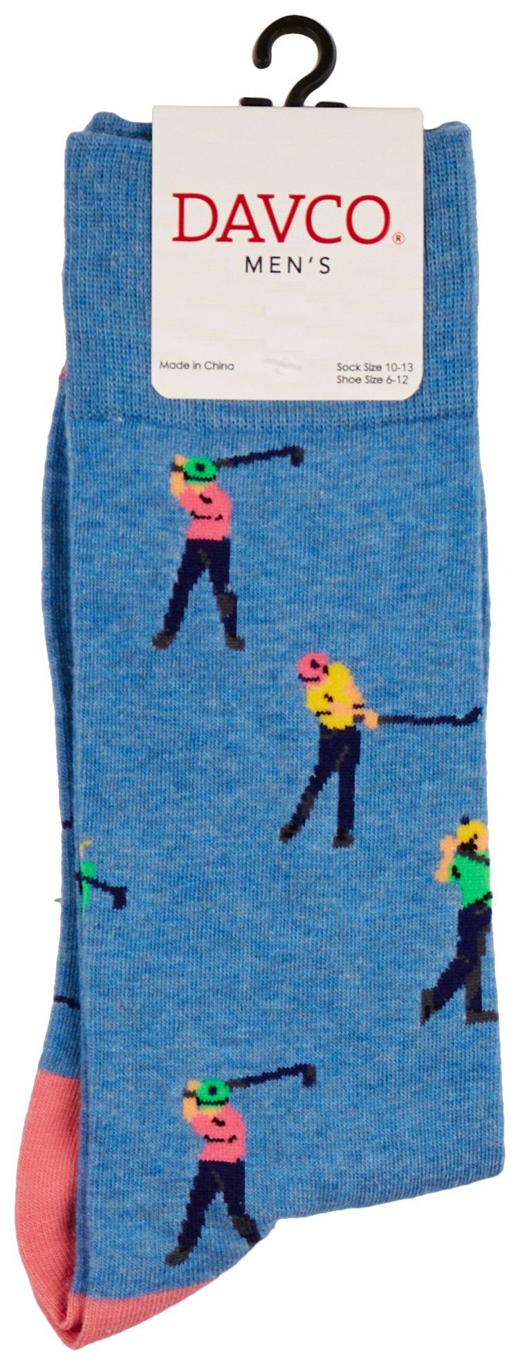 Davco Mens Golfer Print Mid-Calf Socks