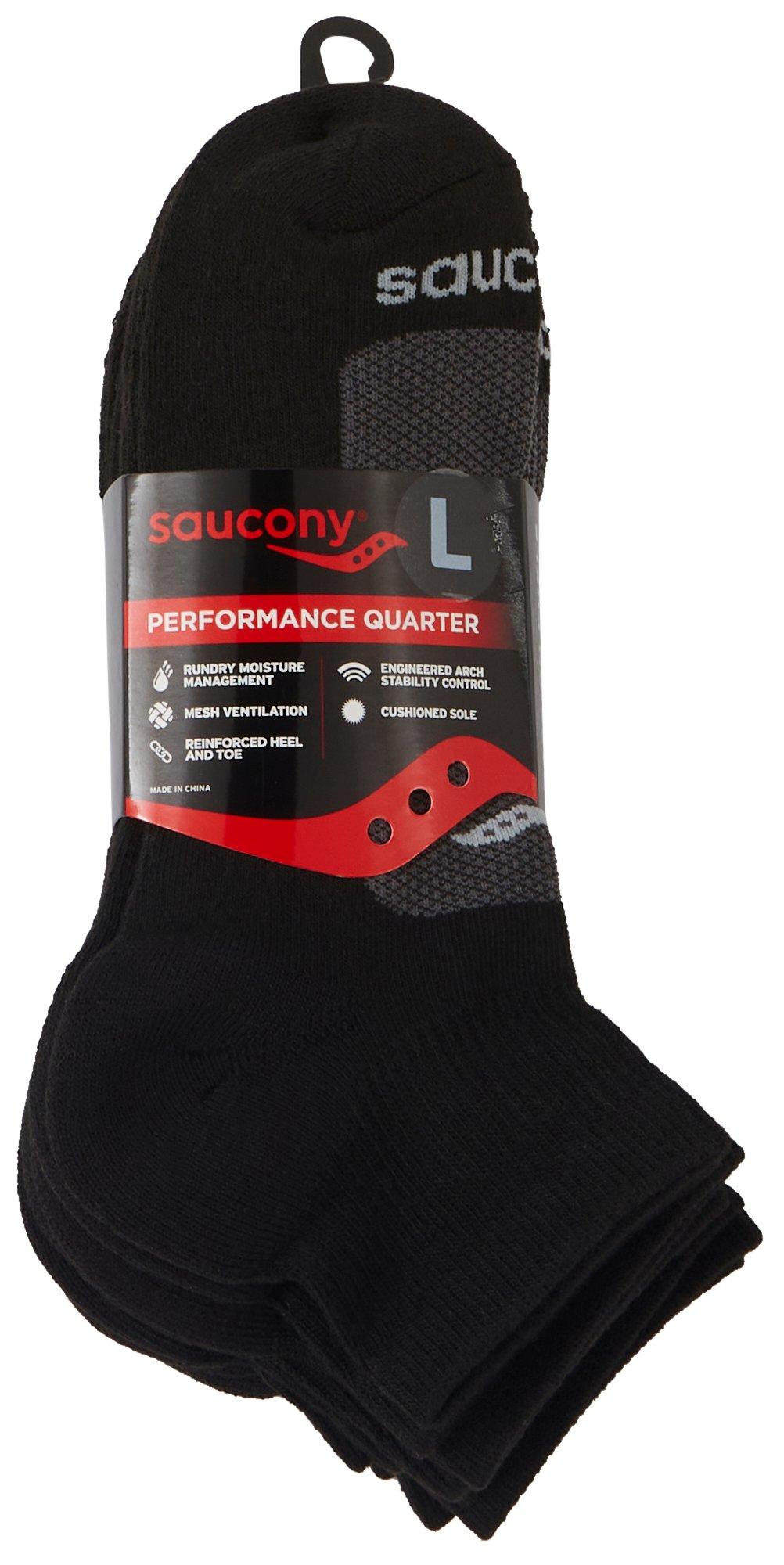 Saucony Mens 6-pk. Performance Cushioned Quarter Socks