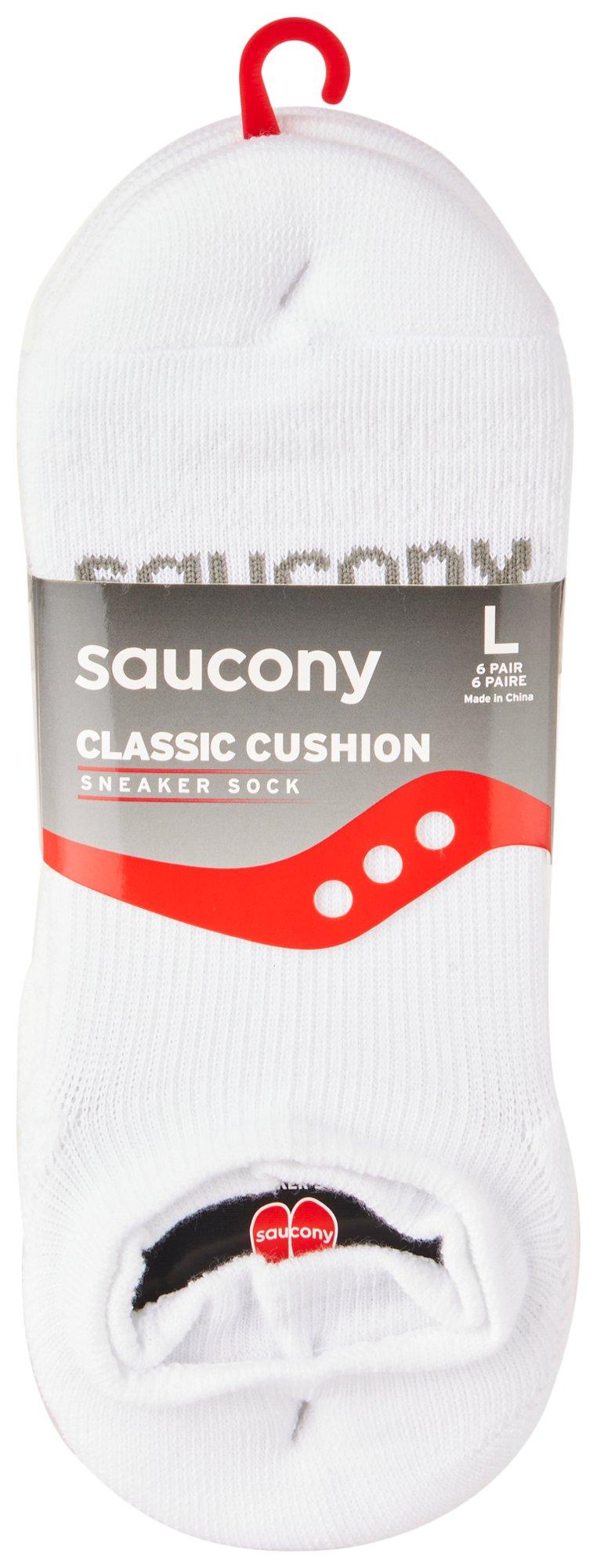 Saucony Mens 6-Pr. Cushion No-Show Sneaker Socks