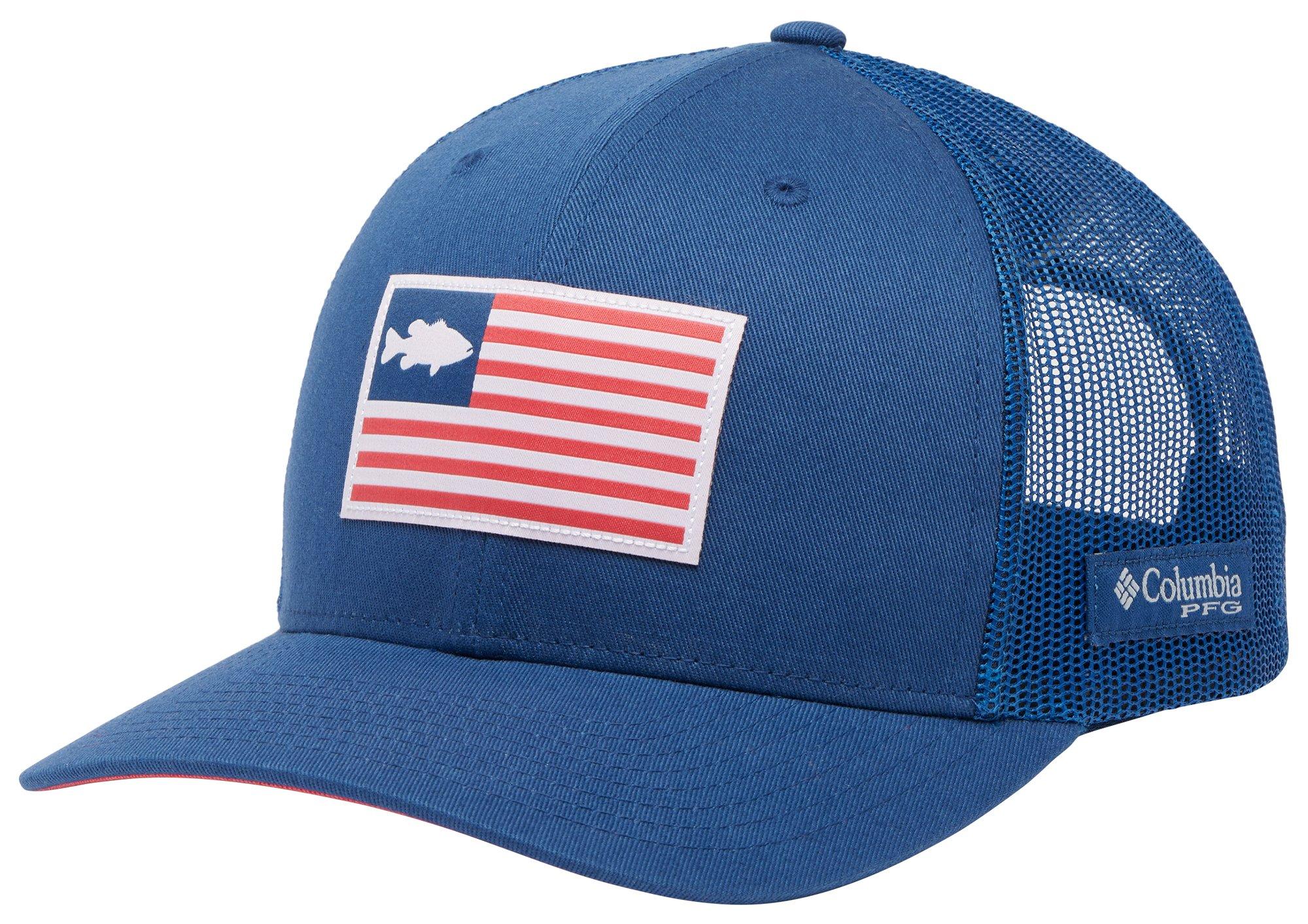 Columbia Mens PFG Americana Flag Patch Mesh Snapback Hat
