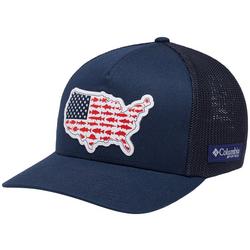 Mens PFG Americana Map Fish Flag Patch Hat