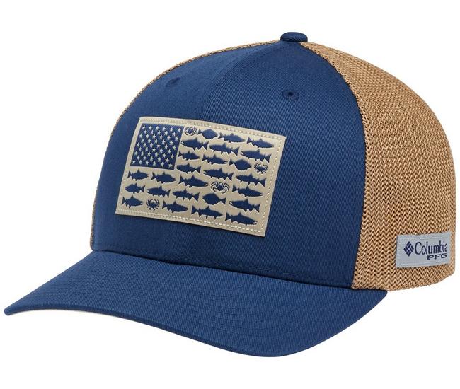 Columbia Mens PFG Americana Fish Flag Patch Hat