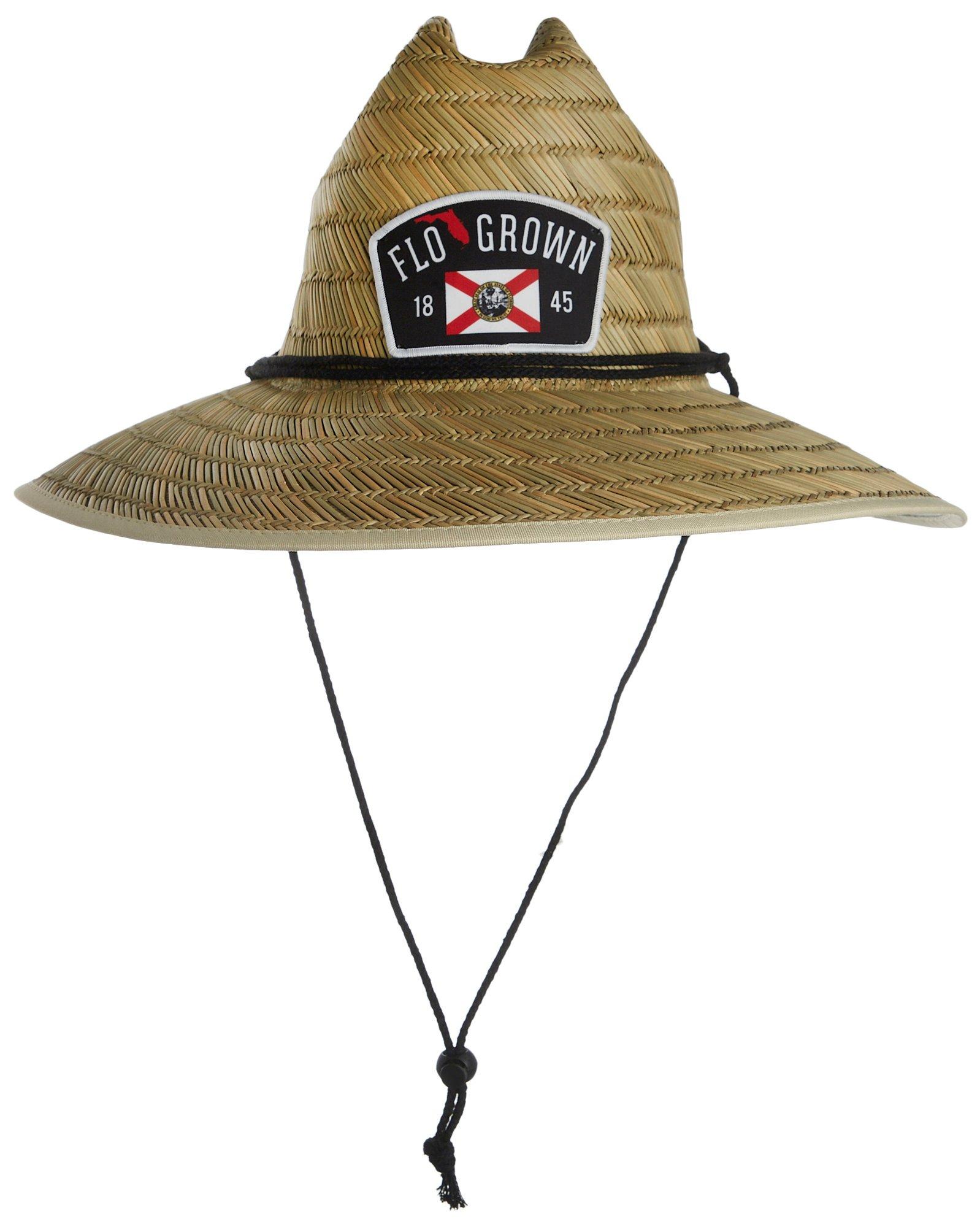 FloGrown Mens Logo FL State Seal Print Straw Hat