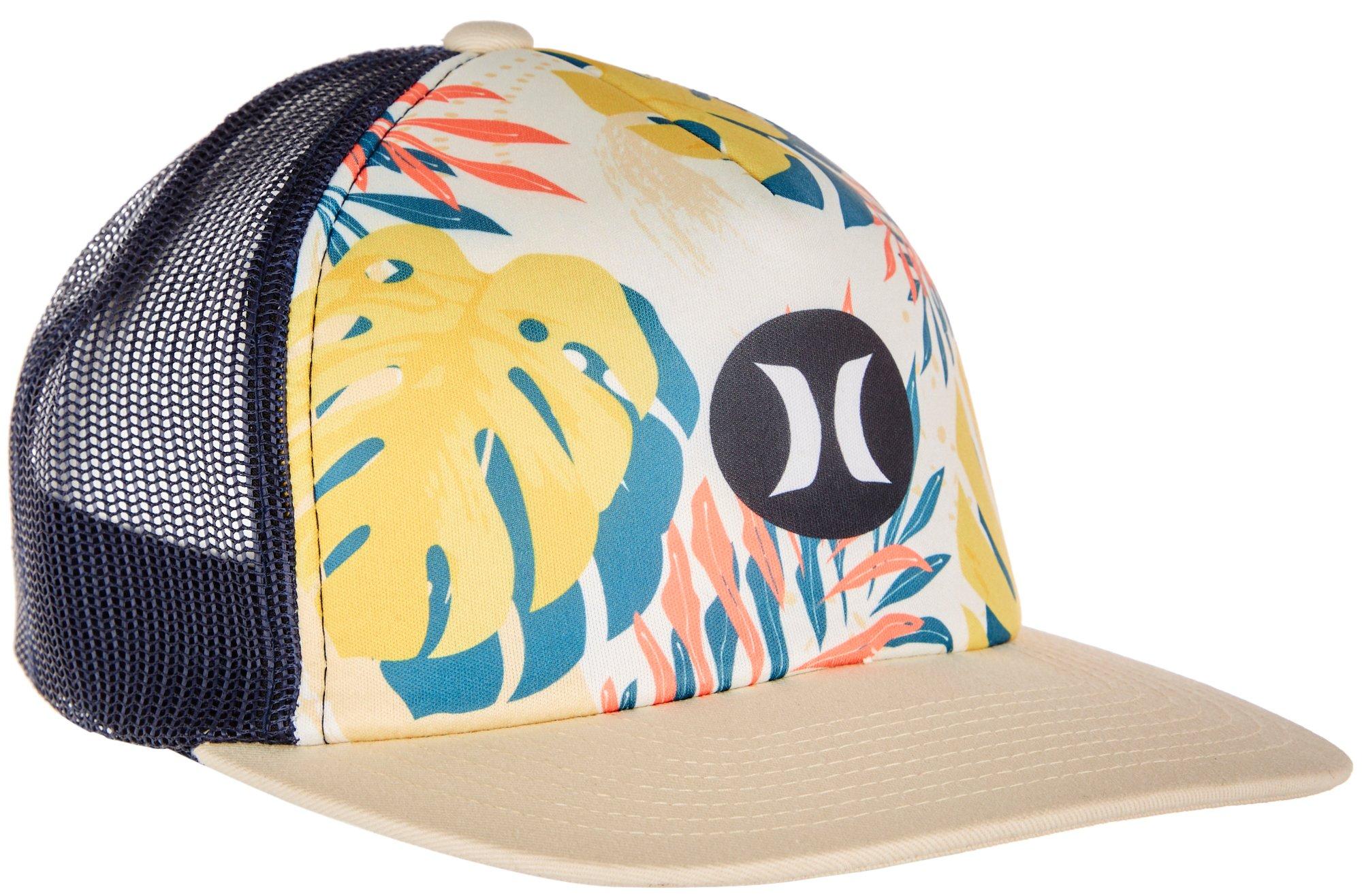 Mens Tropical Print Logo Snapback Hat