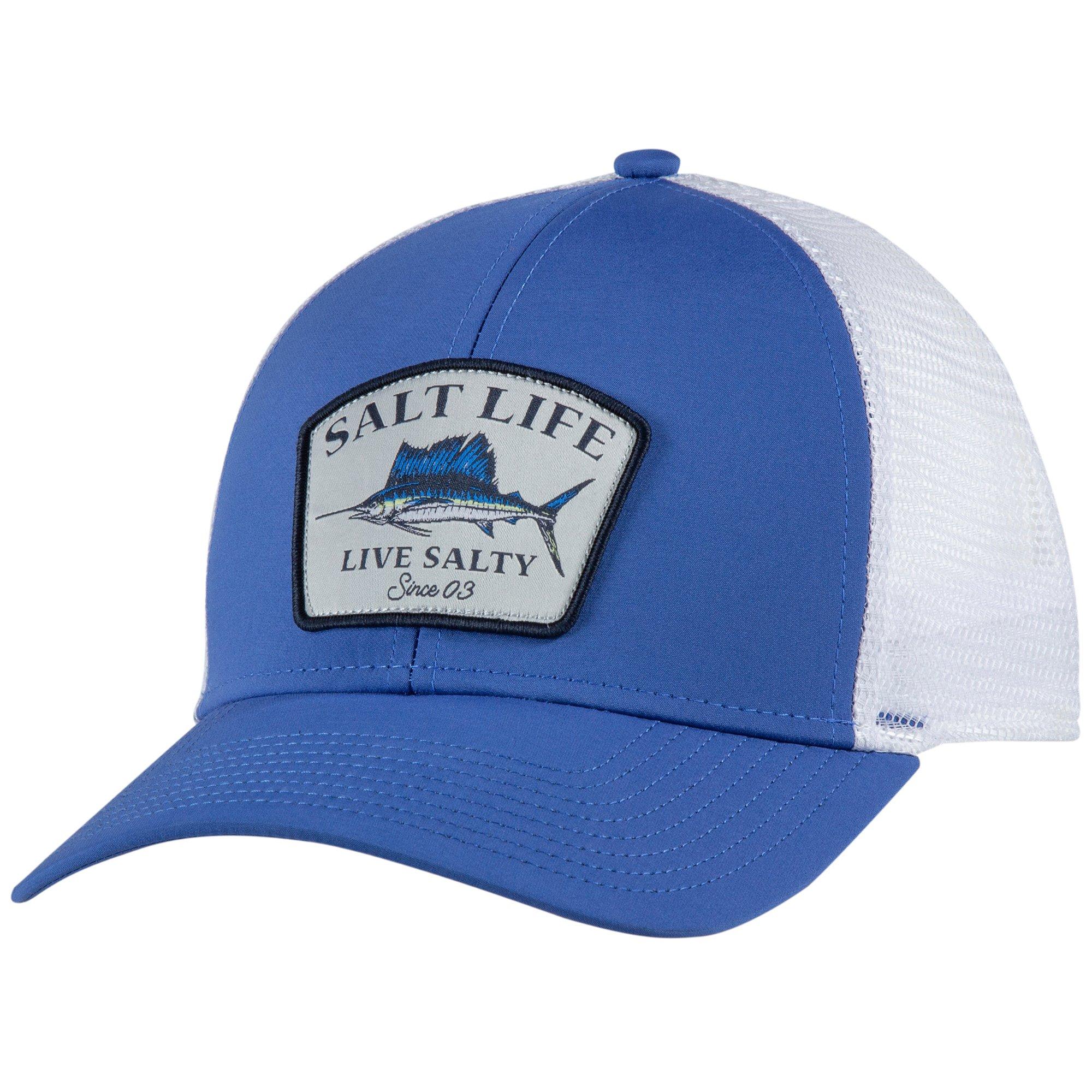 Salt Life Mens Solid Logo Patch Snapback Mesh Hat