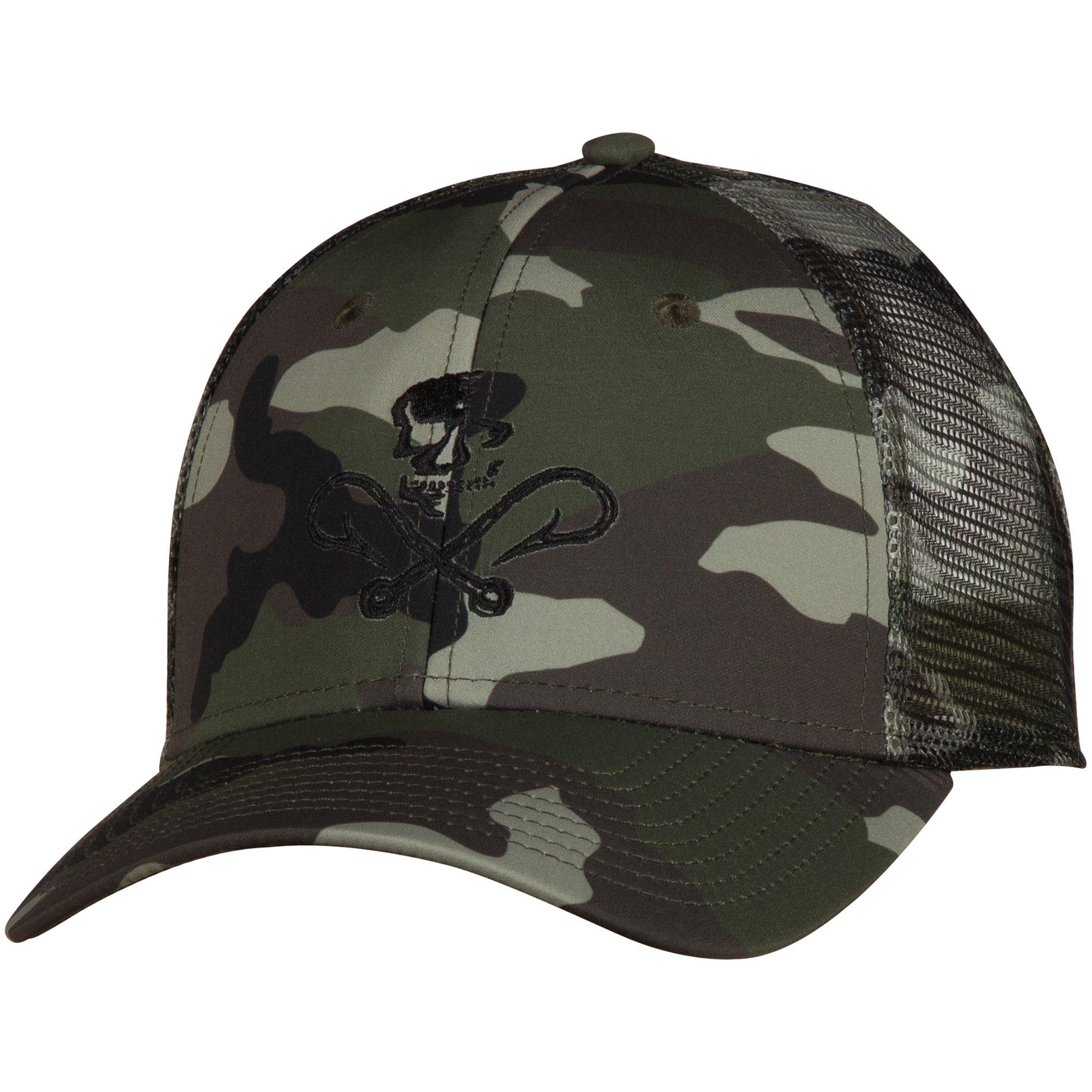 Salt Life Mens Skull & Fishhooks Camo Mesh Baseball Hat Cap