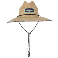 Mens Lost In Paradise Patch Wide Brim Straw Hat