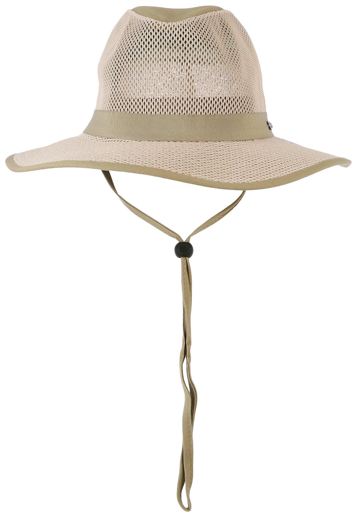 Mens Solid Fabric & Mesh Safari Hat