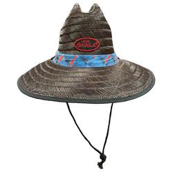 Mens Print Hatband Straw Lifeguard Hat