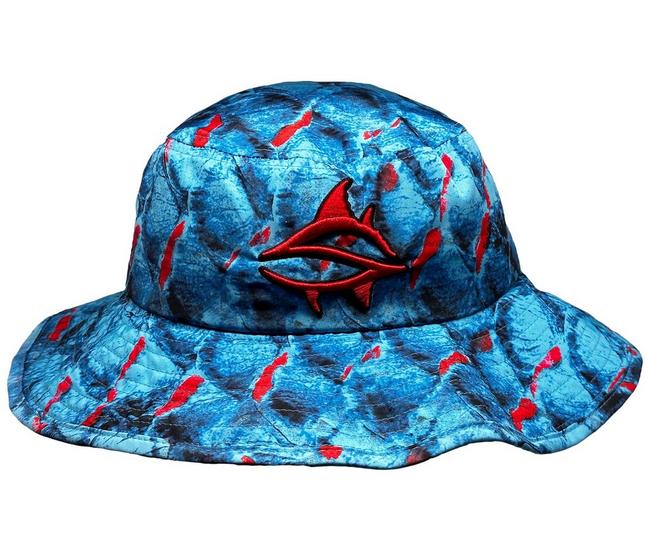 Loco Skailz Mens 3D Logo Huge Scales Adjustable Bucket Hat - Blue/Red - One Size