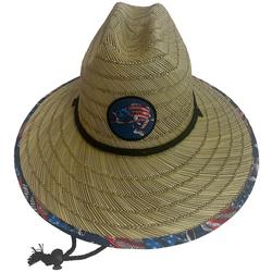 Mens Patriotic Flag Bass Straw Lifeguard Hat