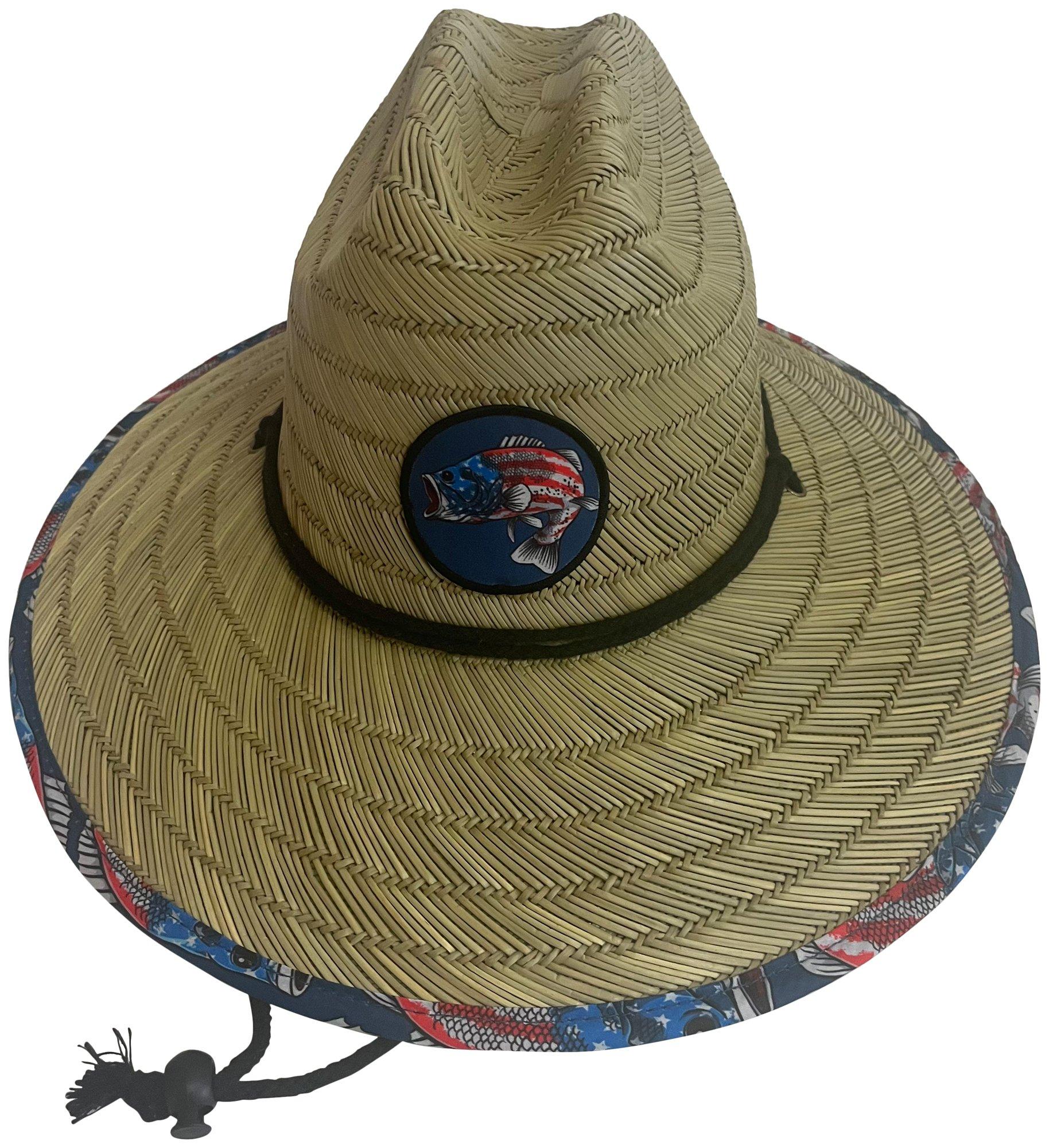 Mens Patriotic Flag Bass Straw Lifeguard Hat