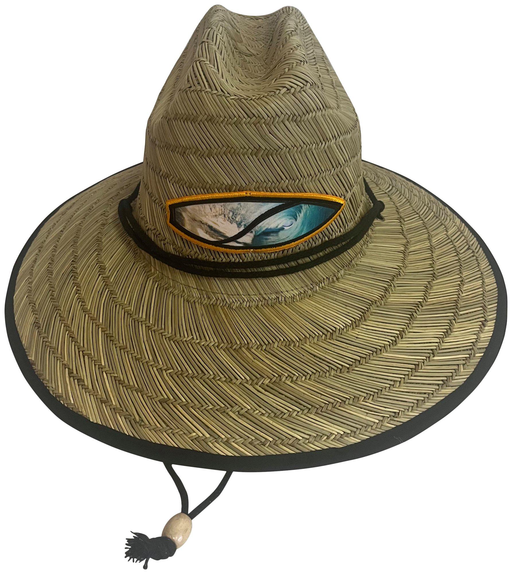 Mens Surfboard Patch Straw Lifeguard Hat