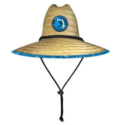 Mens Swirl Blue Ocean Straw Lifeguard Hat