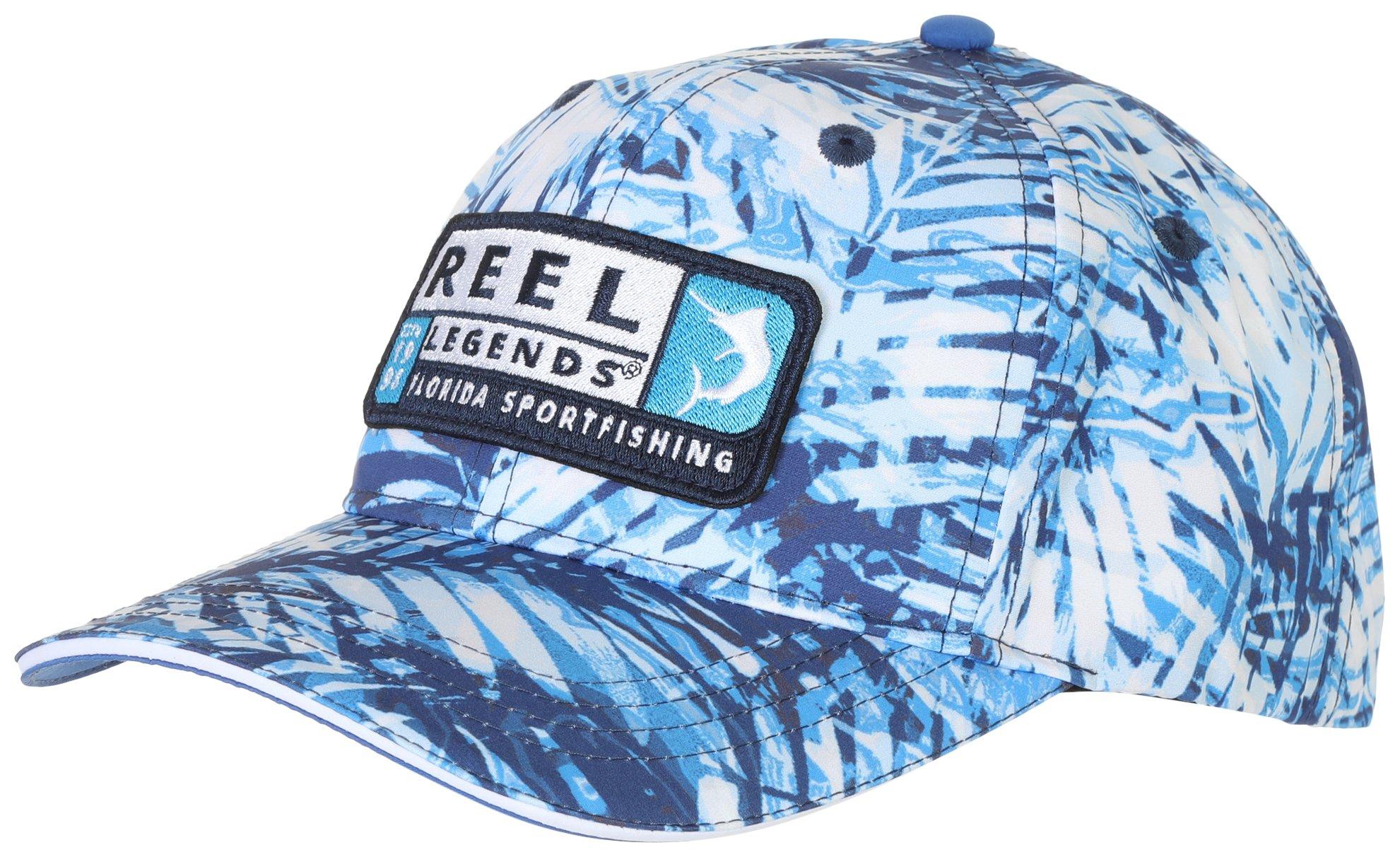 Reel Legends Mens Logo Patch Leaf Print Snapback Hat