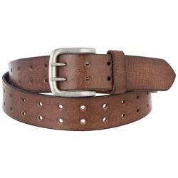 Mens Casual Raw Double Prong Buckle Belt