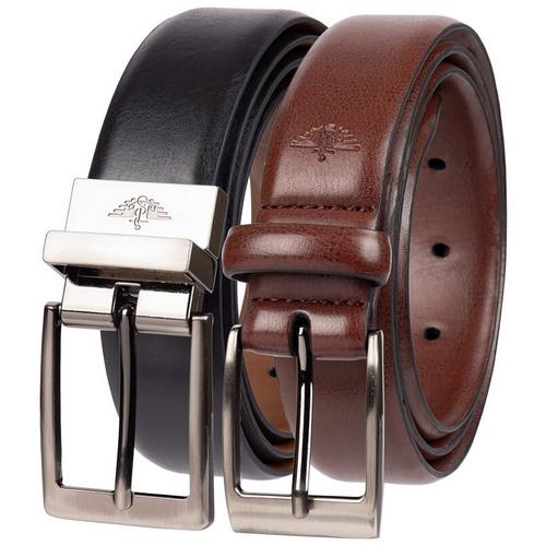 Dockers Mens 2-Pc. Solid Leather Belt Set
