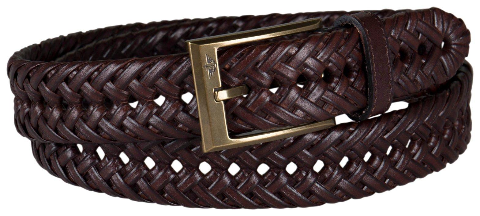 Mens Solid Braided Leather Belt