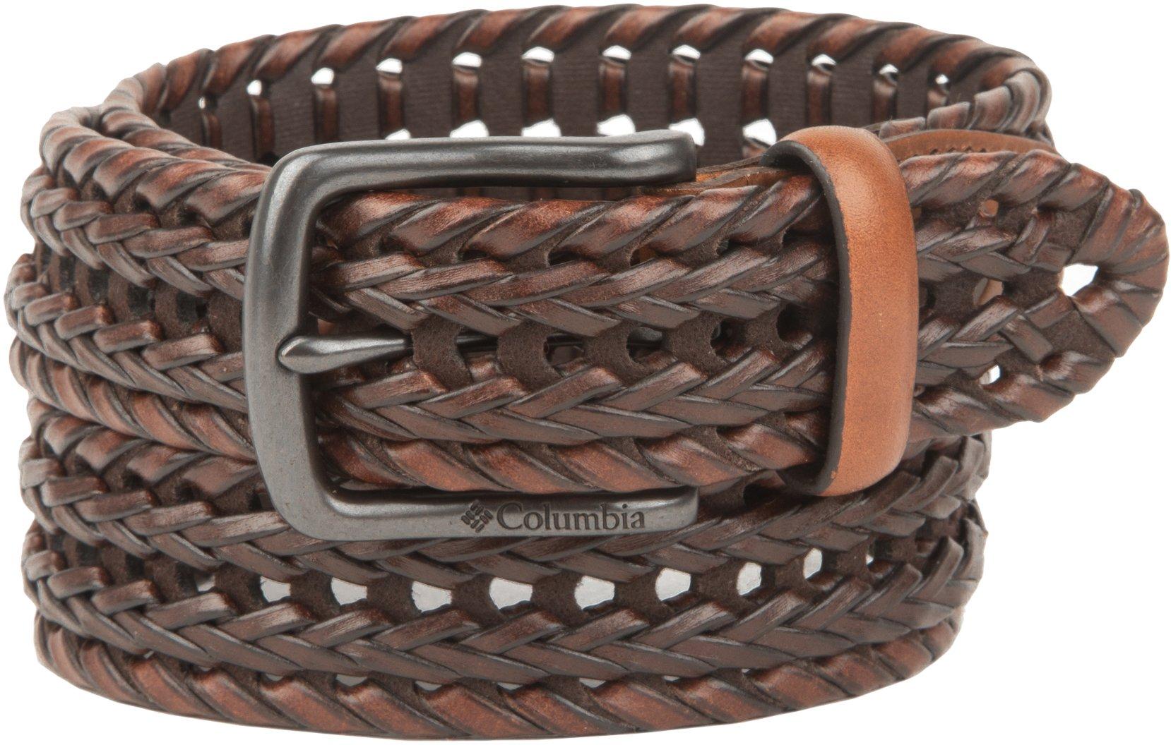 Tommy Hilfiger Mens Leather Braided Belt - Tan Brown - X-Large
