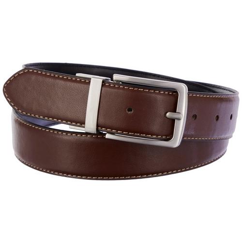 Steve Madden Mens Bi-Color Reversible Solid Leather Belt