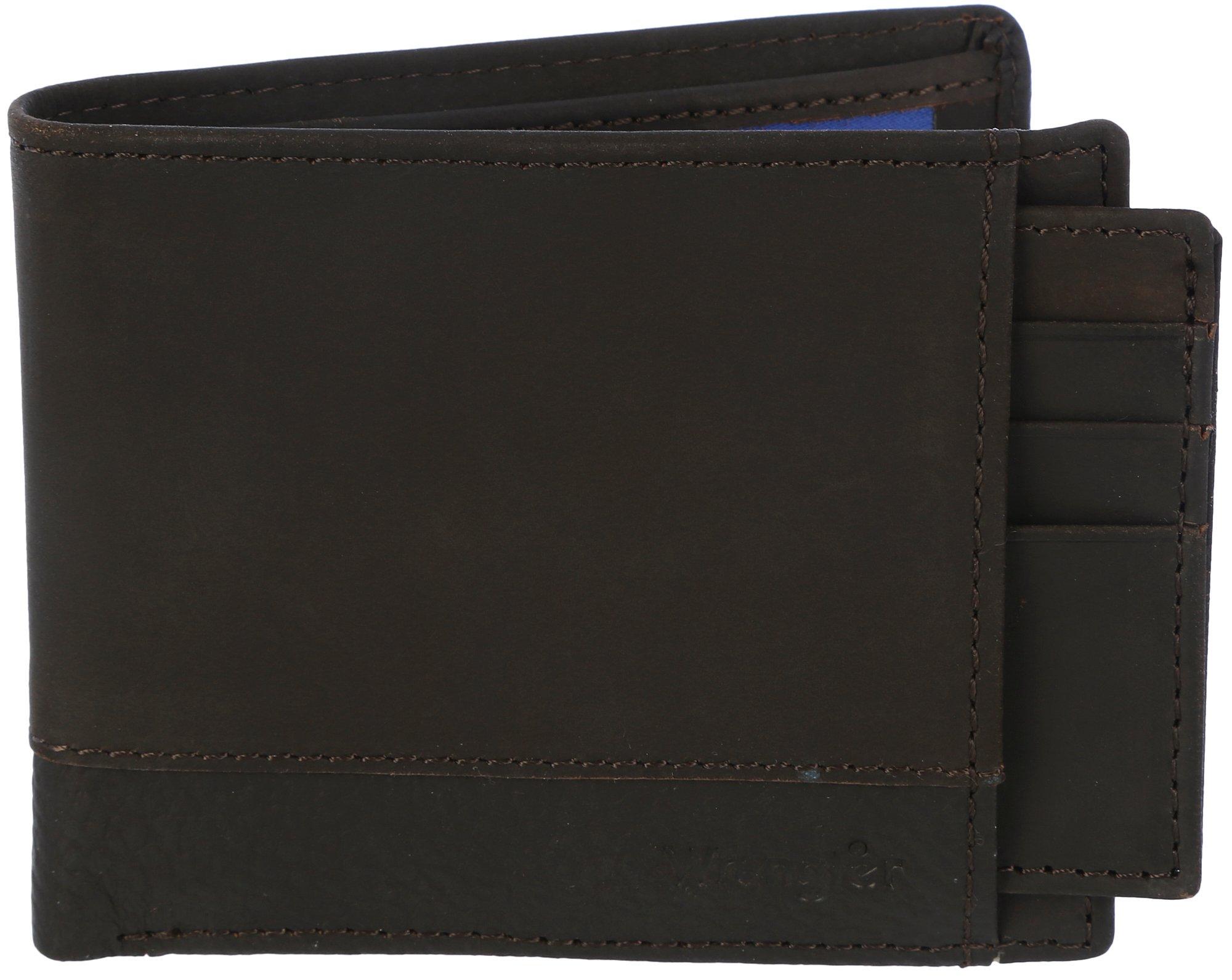 Wrangler Mens Genuine Leather Passcase Bifold Wallet