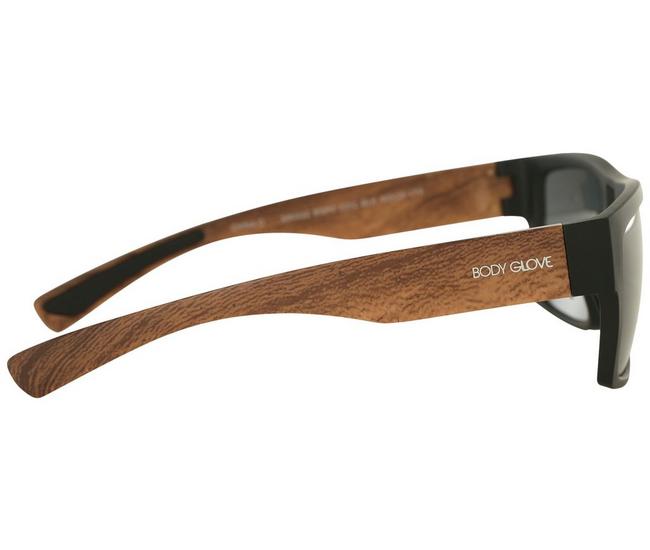 Body Glove Mens Rectangular Faux Wood Stem Sunglasses