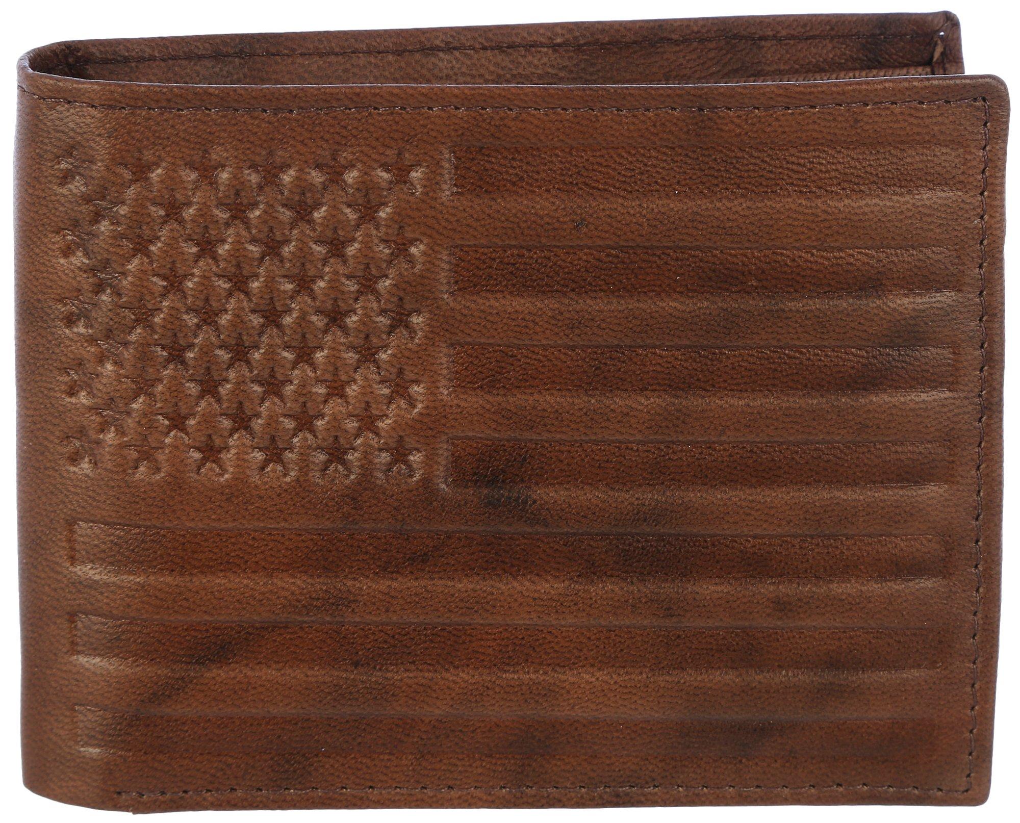 Stone Mountain Mens Americana Genuine Leather Bifold Wallet