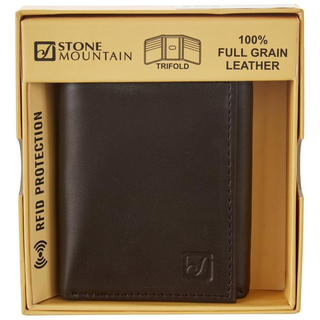  Stone Mountain New Mens Wallet Genuine Black Leather