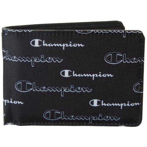Champion Mens Polyester Fabric Logo Print Bi-Fold Wallet