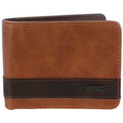 Members Only Mens RFID Stripe Vegan Leather Bifold Wallet