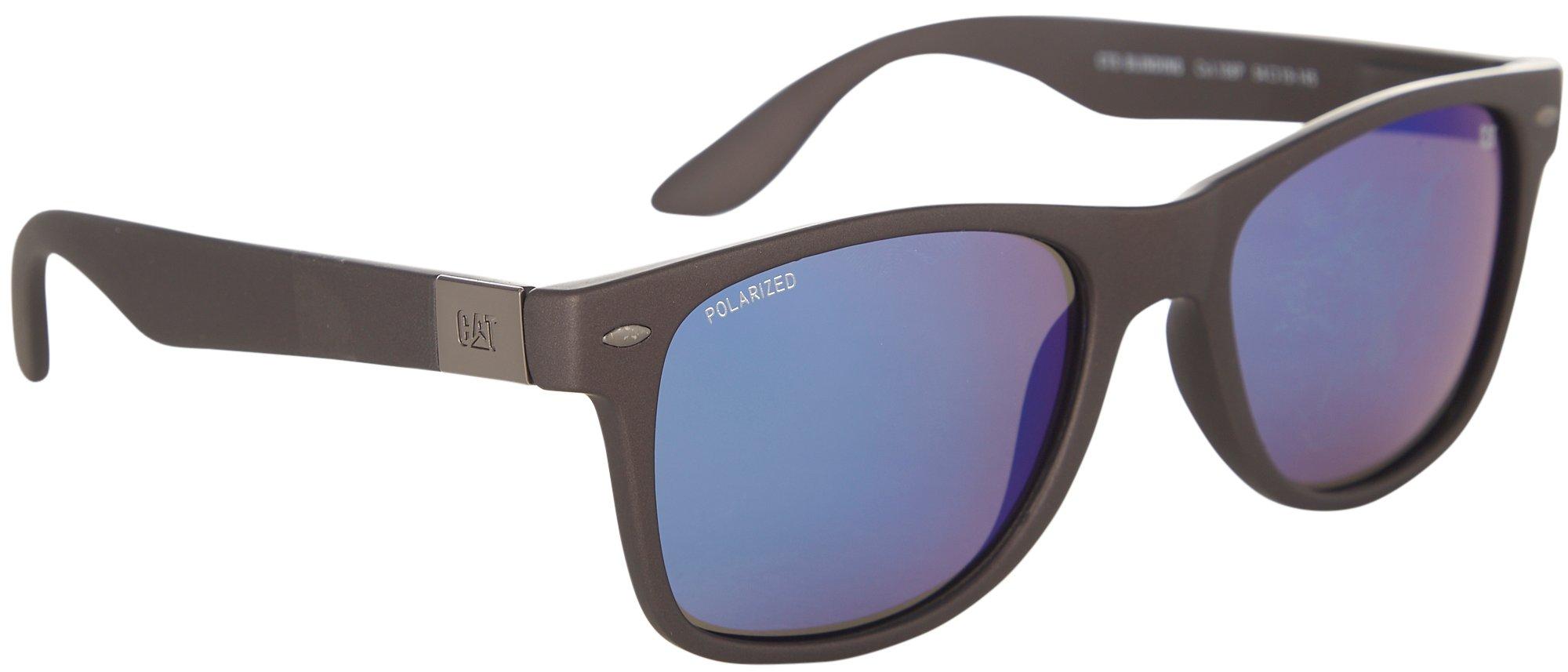 Cat Mens Classic Plastic Frame Mirrored Lens Sunglasses