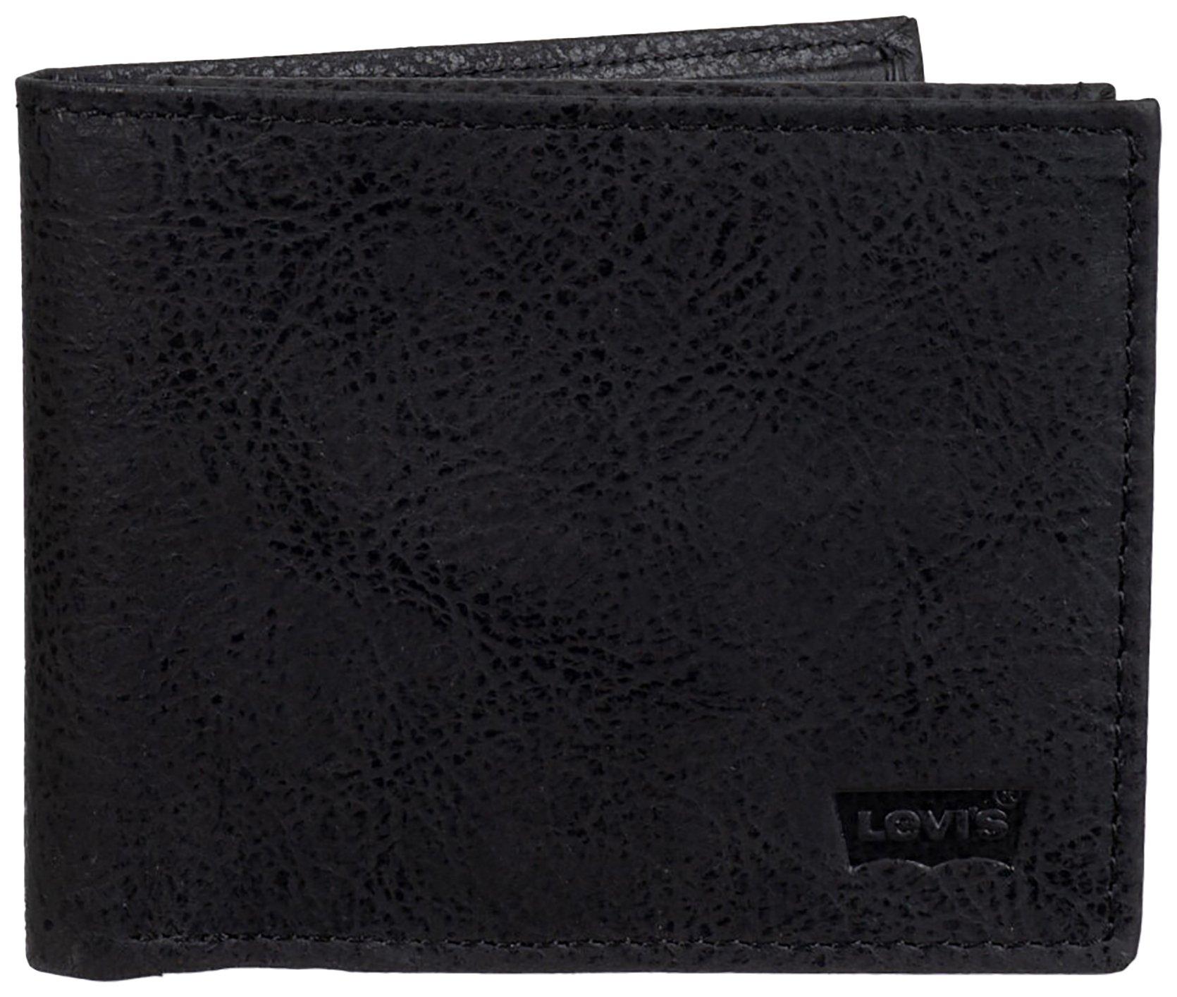 Levi's Mens Solid Color Passcase Bifold Wallet