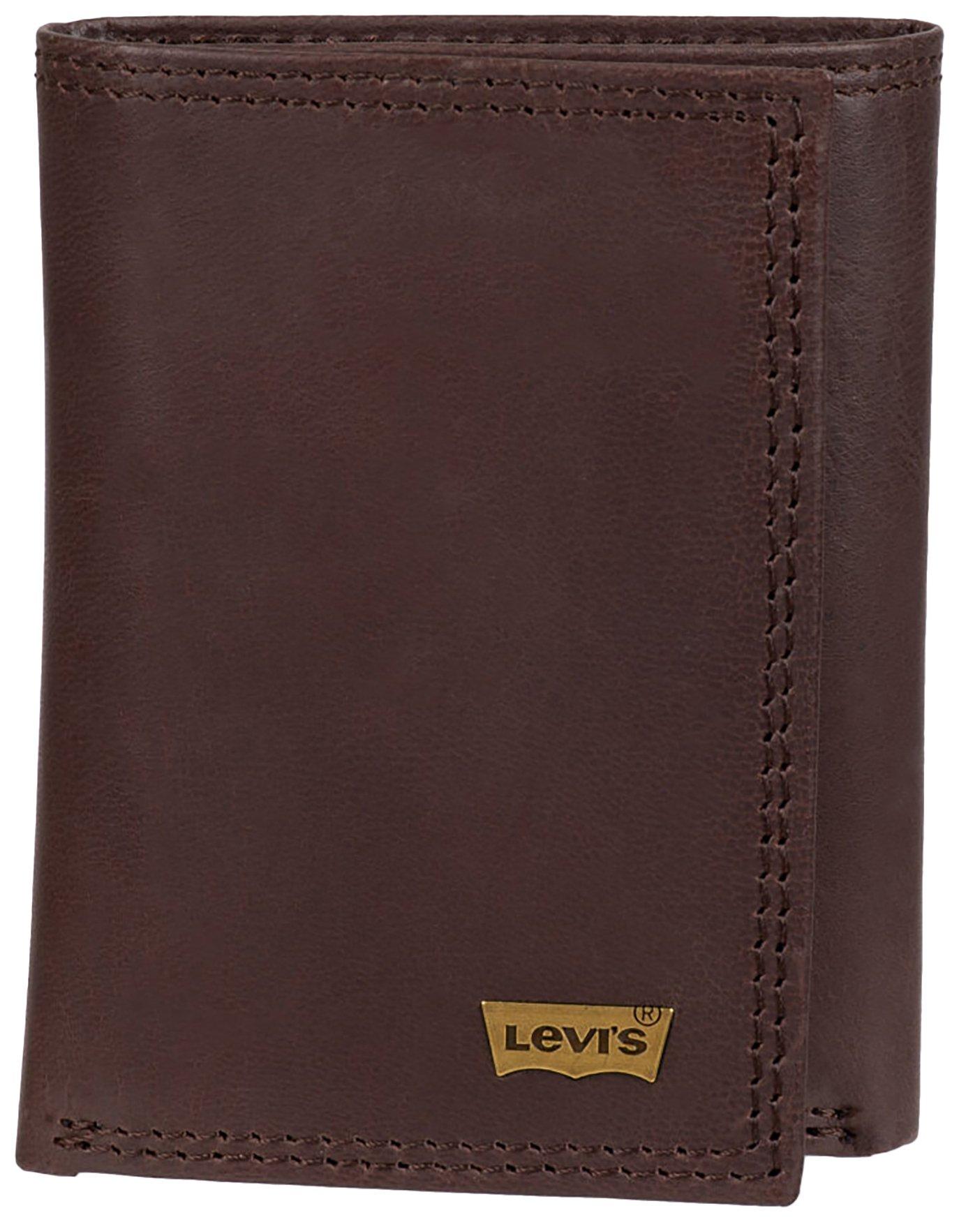 Mens Solid Color Extra Capacity Trifold Wallet