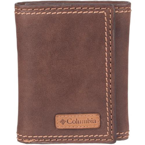 Columbia Mens Solid RFID Shield Trifold Leather Wallet