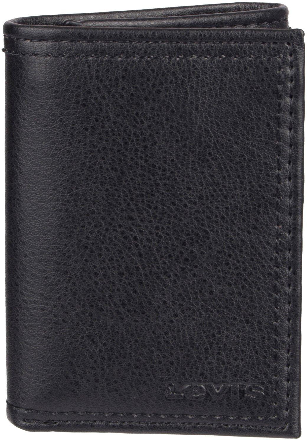 Levi's Mens RFID-Blocking Trifold Wallet With Zipper Closure