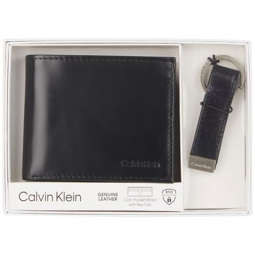 Calvin Klein Mens Coin Pocket Bifold Wallet &