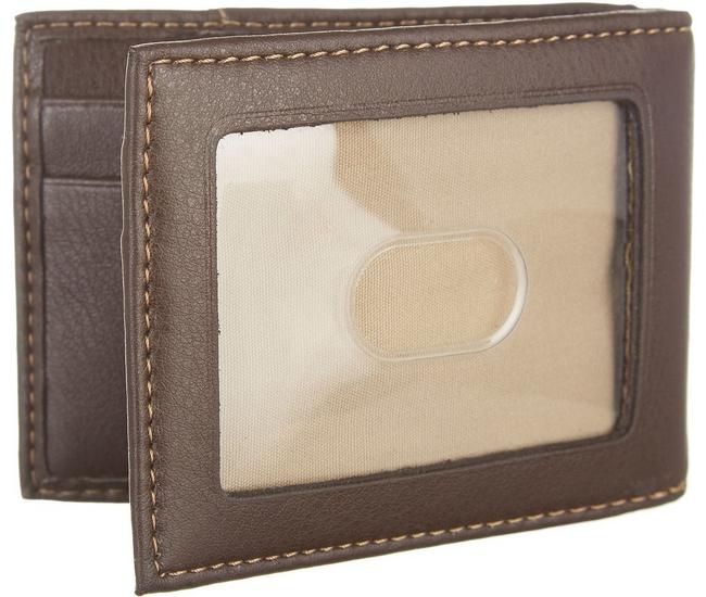 Stone Mountain USA Womans Two-Tone Brown Leather Wallet with Double Zipper